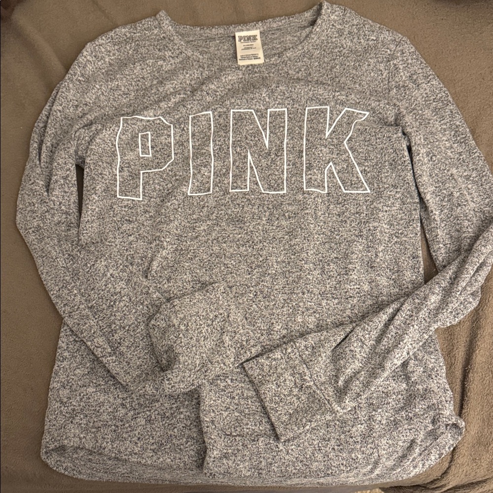 PINK Victoria's Secret Heathered Gray Long Sleeve Tee